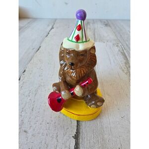 Vintage porcelain‎ bear circus carnival flute statue figurine hat